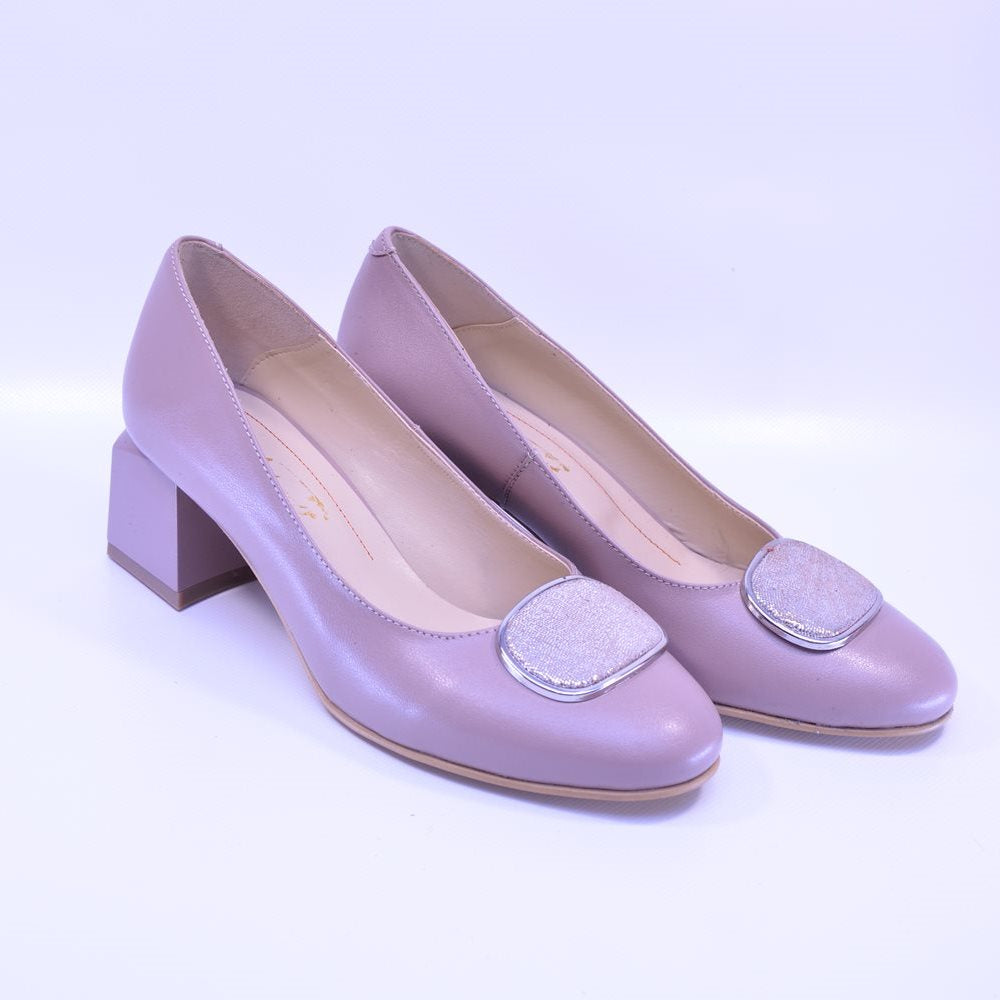 Pantofi cu toc gros 707 bej