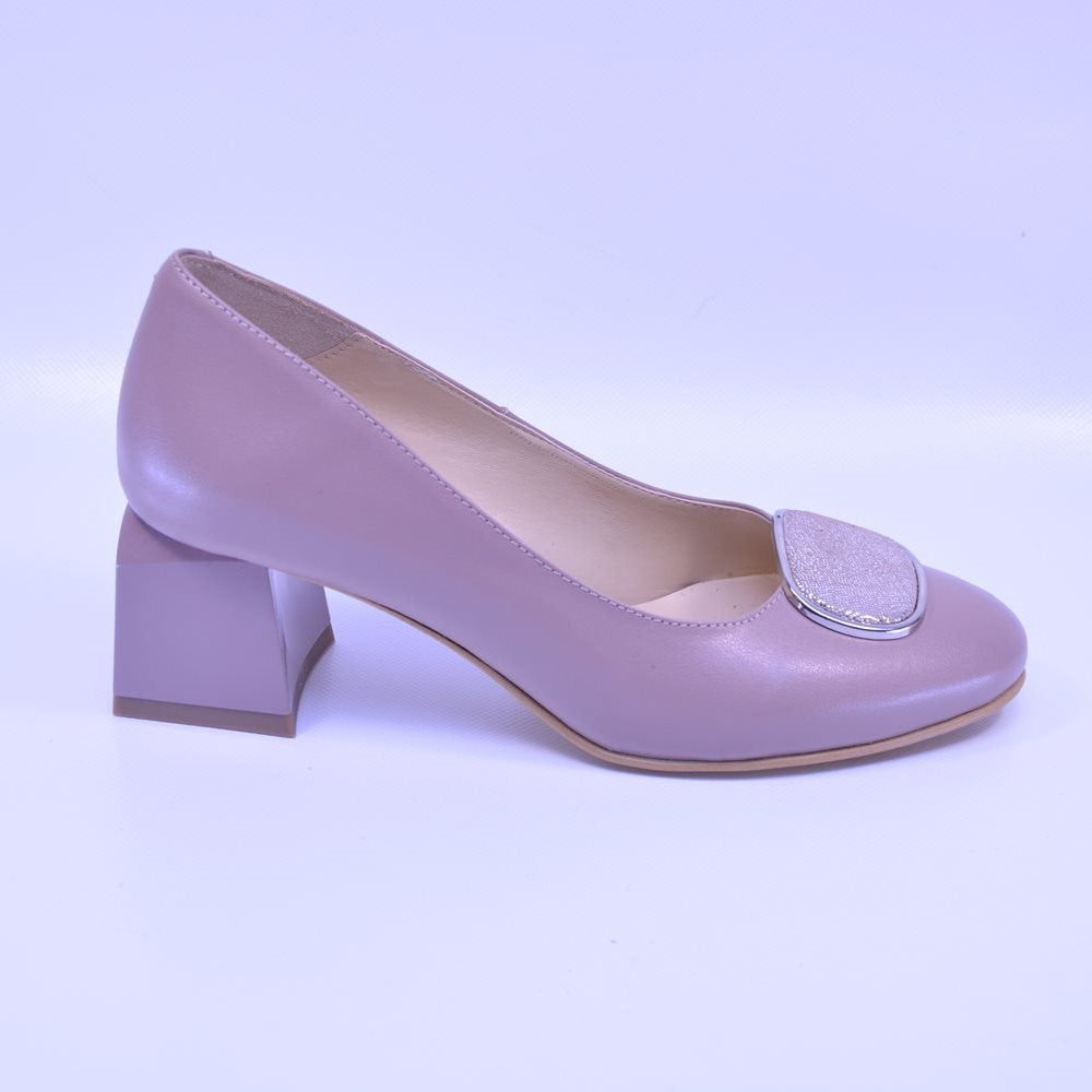 Pantofi cu toc gros 707 bej