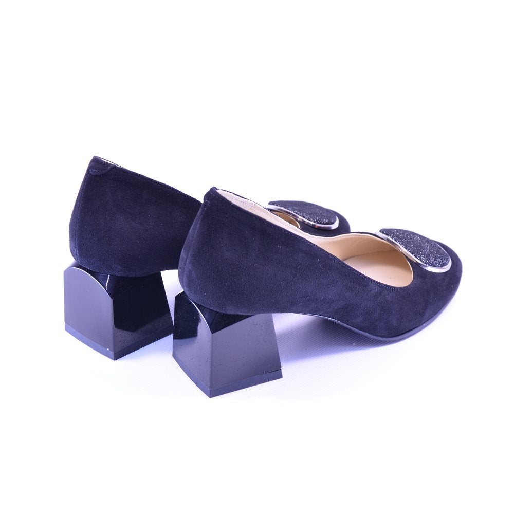 Pantofi cu toc gros 707 negri velur