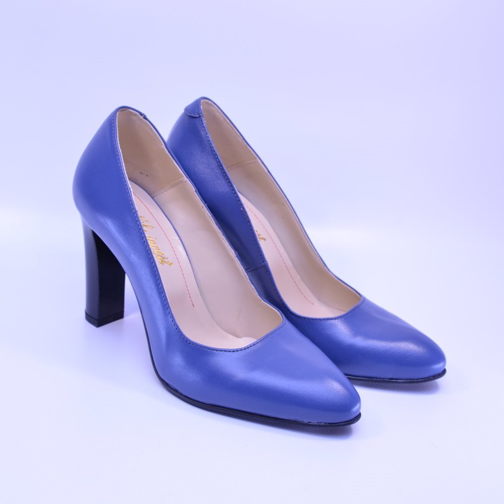 Pantofi cu toc gros 868 albastri