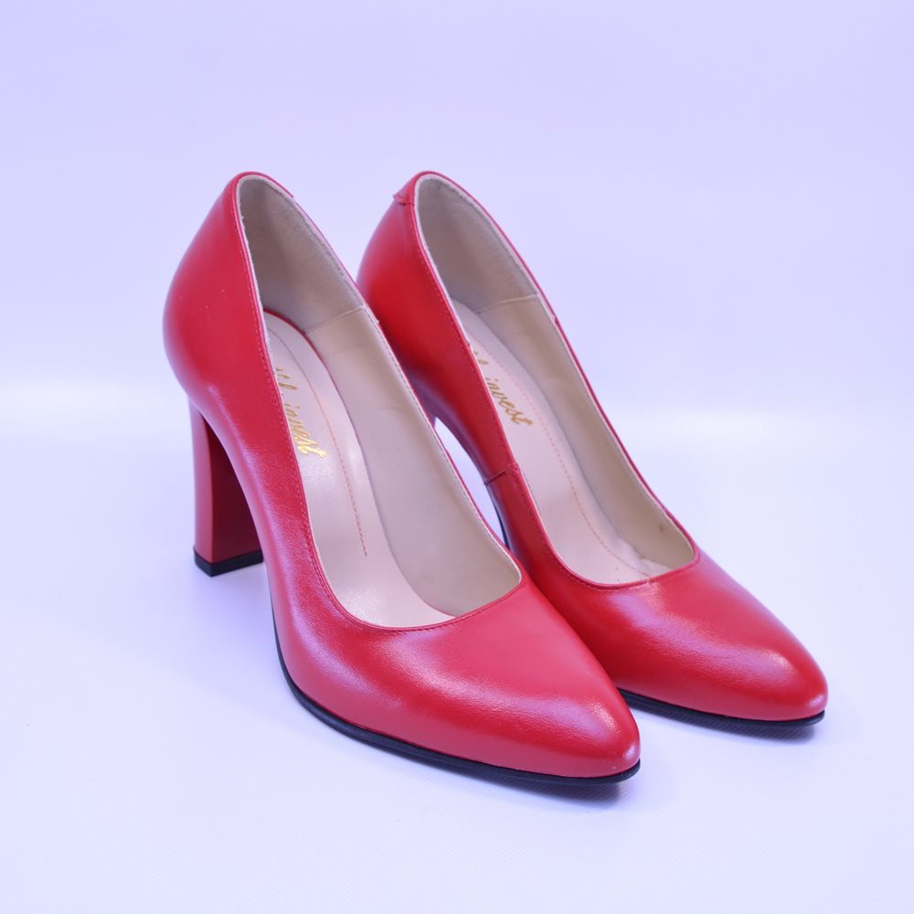 Pantofi cu toc gros 868 rosii