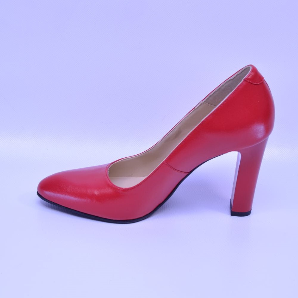 Pantofi cu toc gros 868 roșii