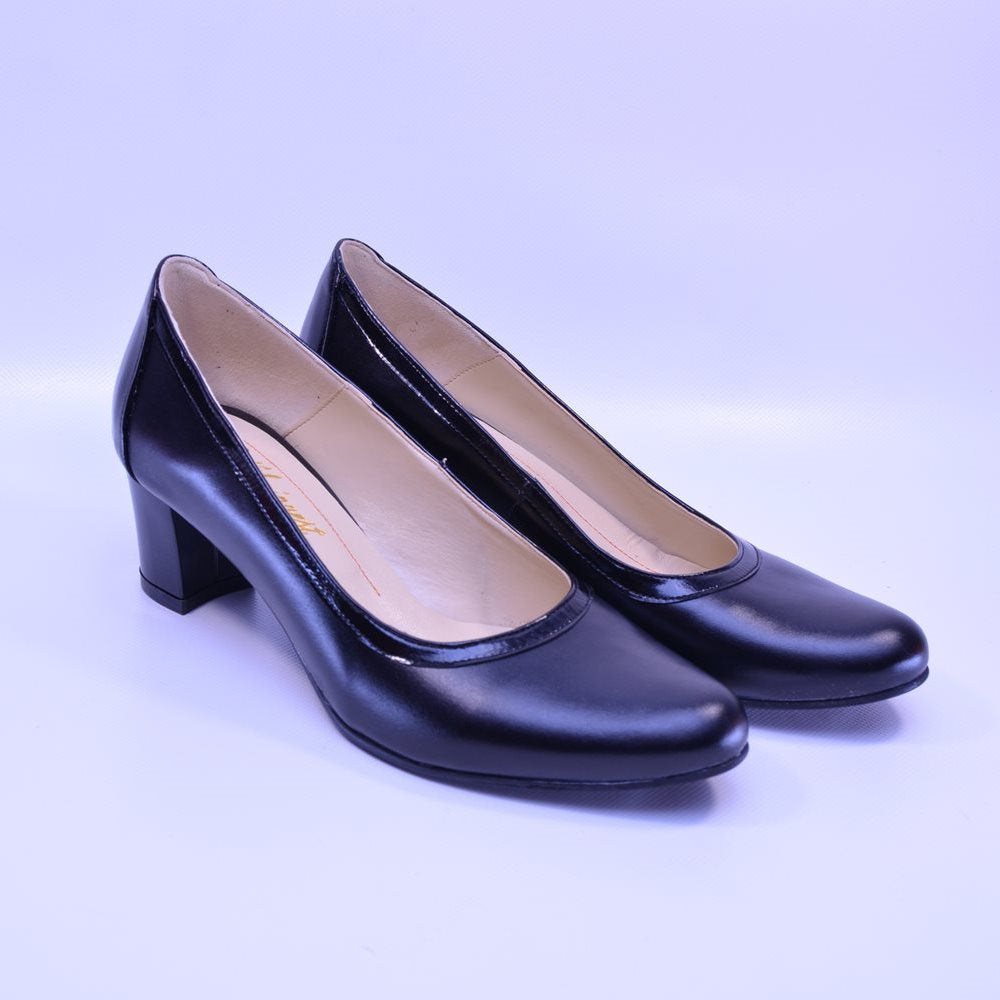 Pantofi cu toc gros 328 negri