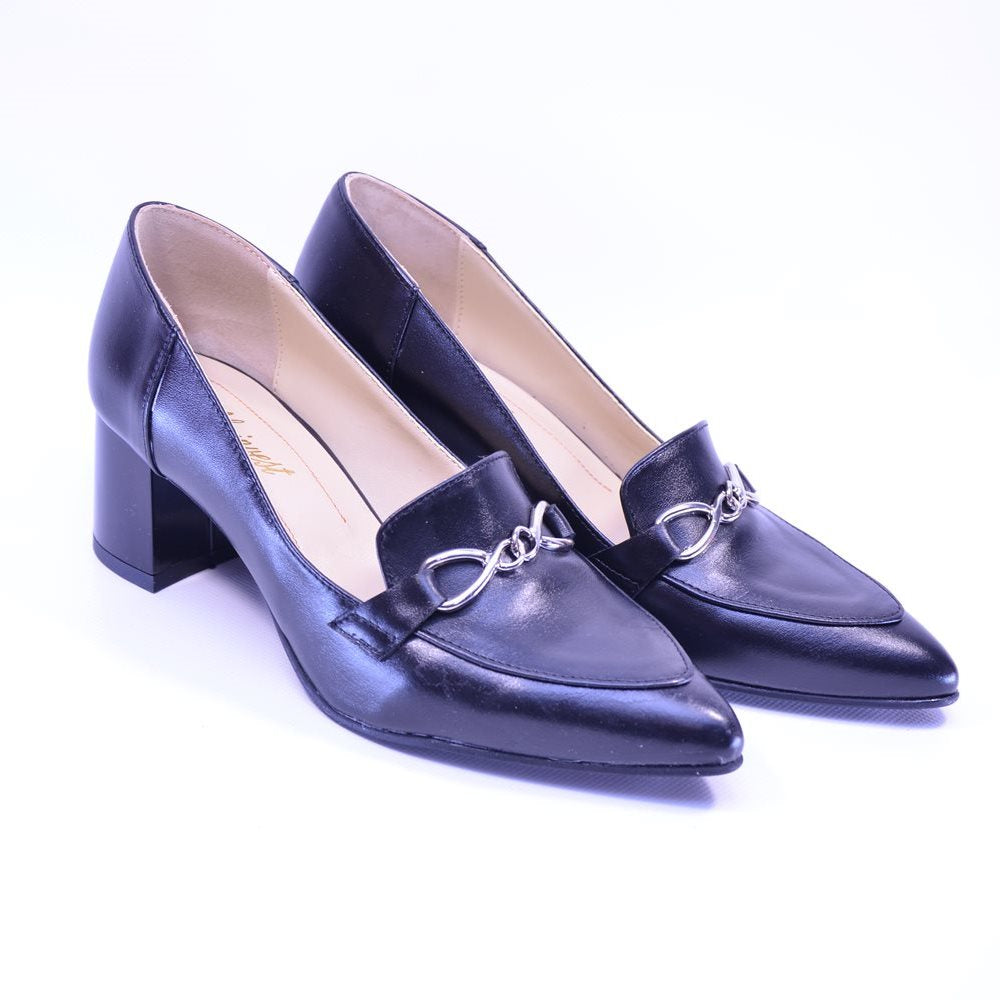 Pantofi cu toc gros 587 negru