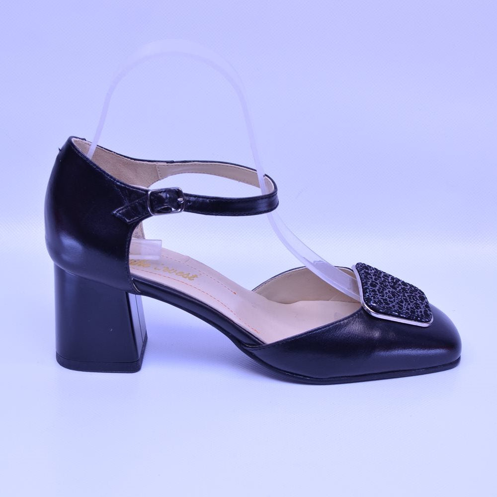 Pantofi cu toc gros 745 negru