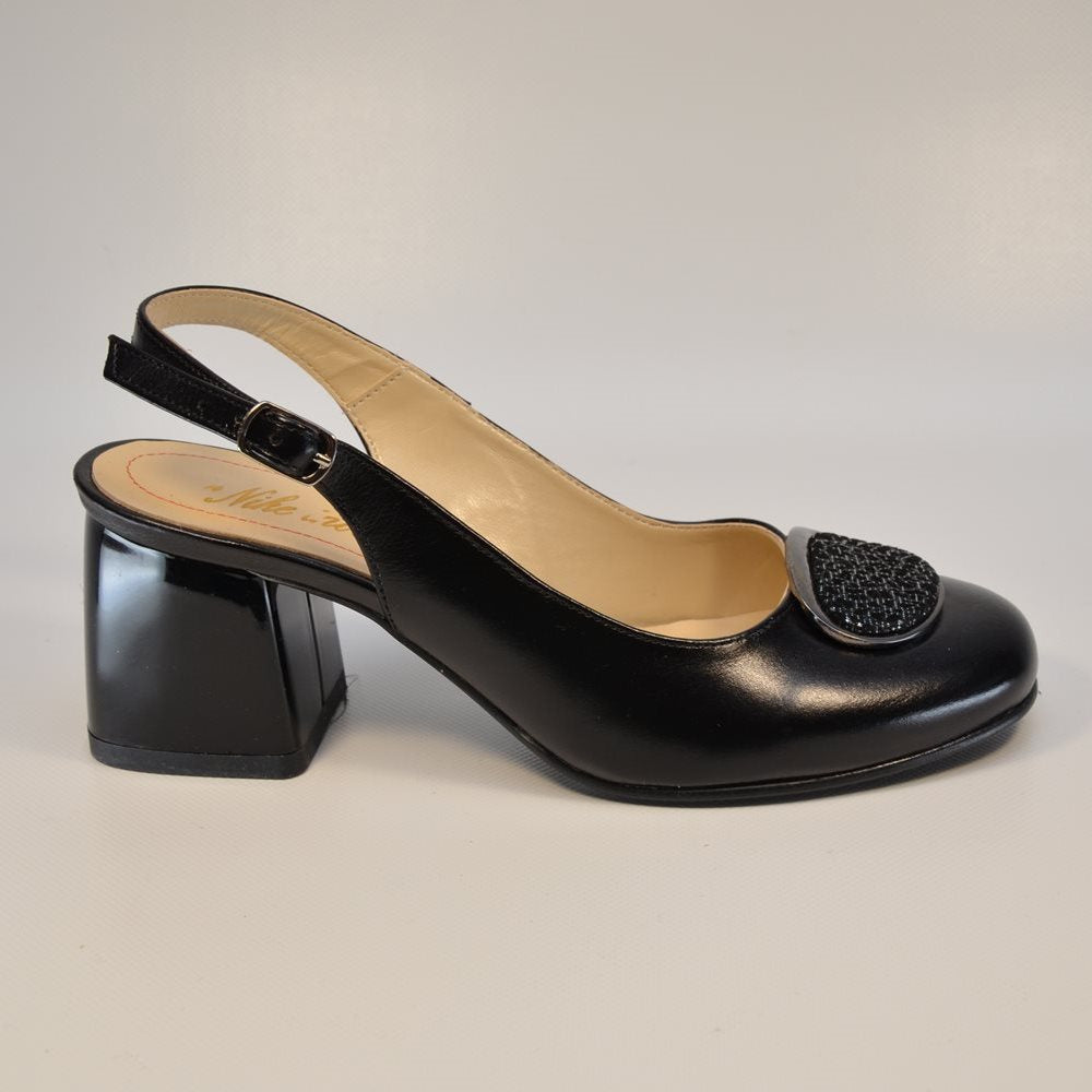 Pantofi cu toc gros 744 negru