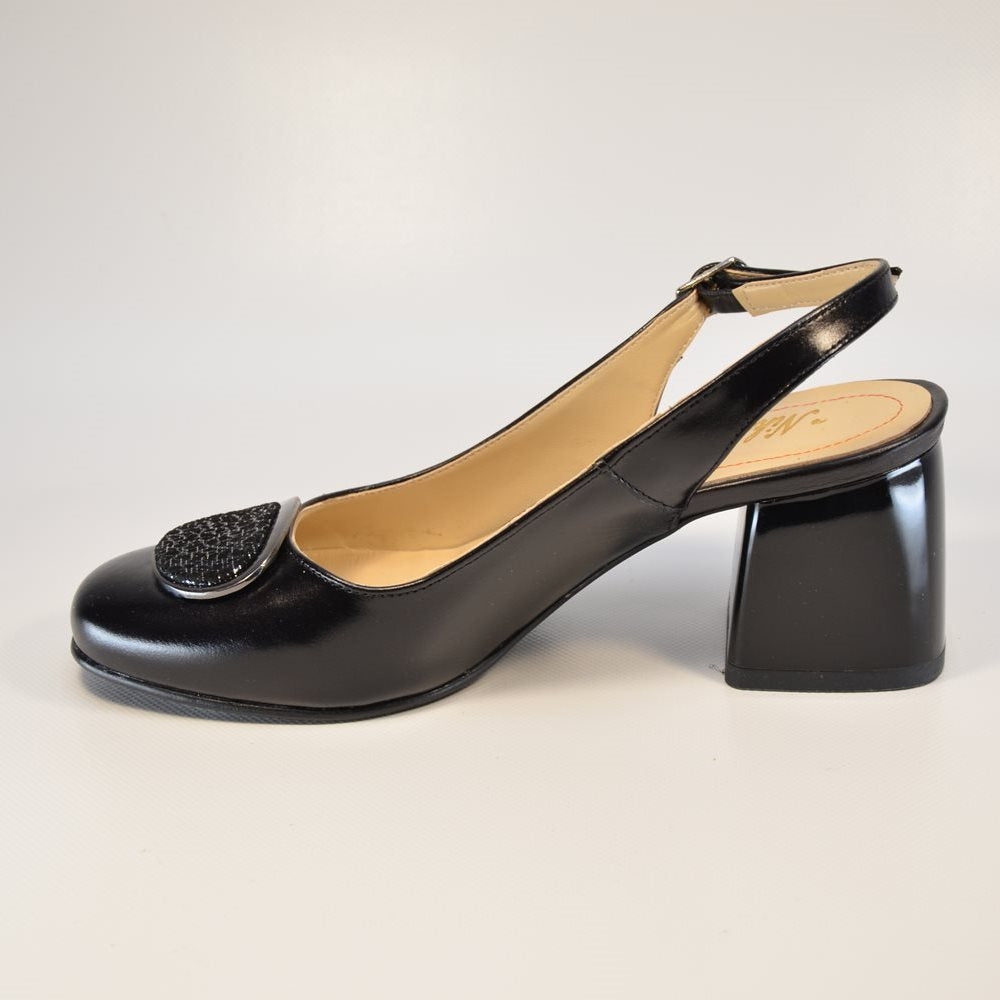 Pantofi cu toc gros 744 negru