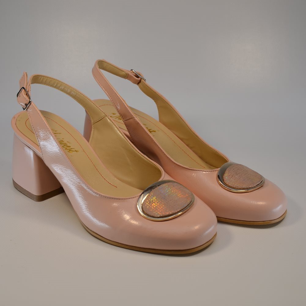 Pantofi cu toc gros 744 bej