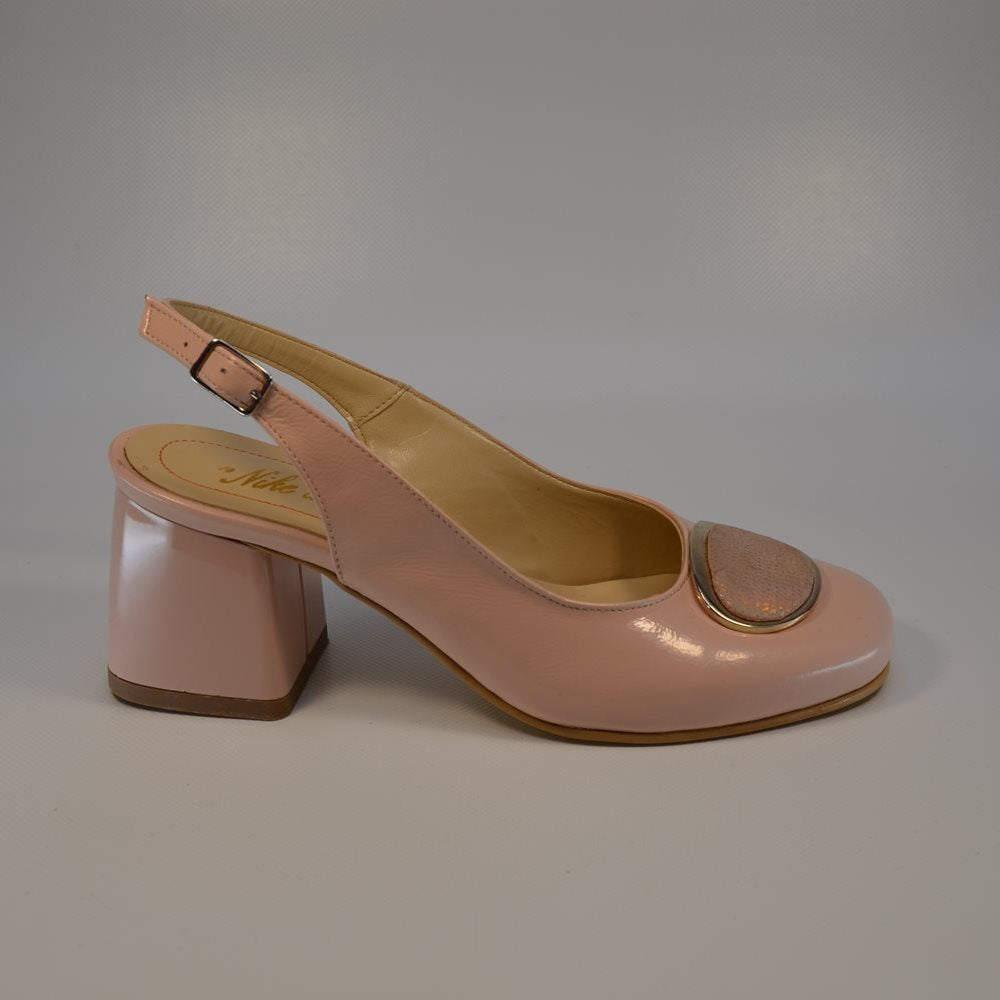 Pantofi cu toc gros 744 bej