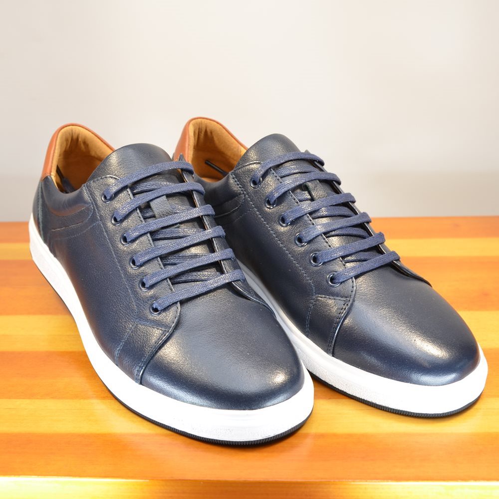 Pantofi casual barbati din piele naturala bleumarin