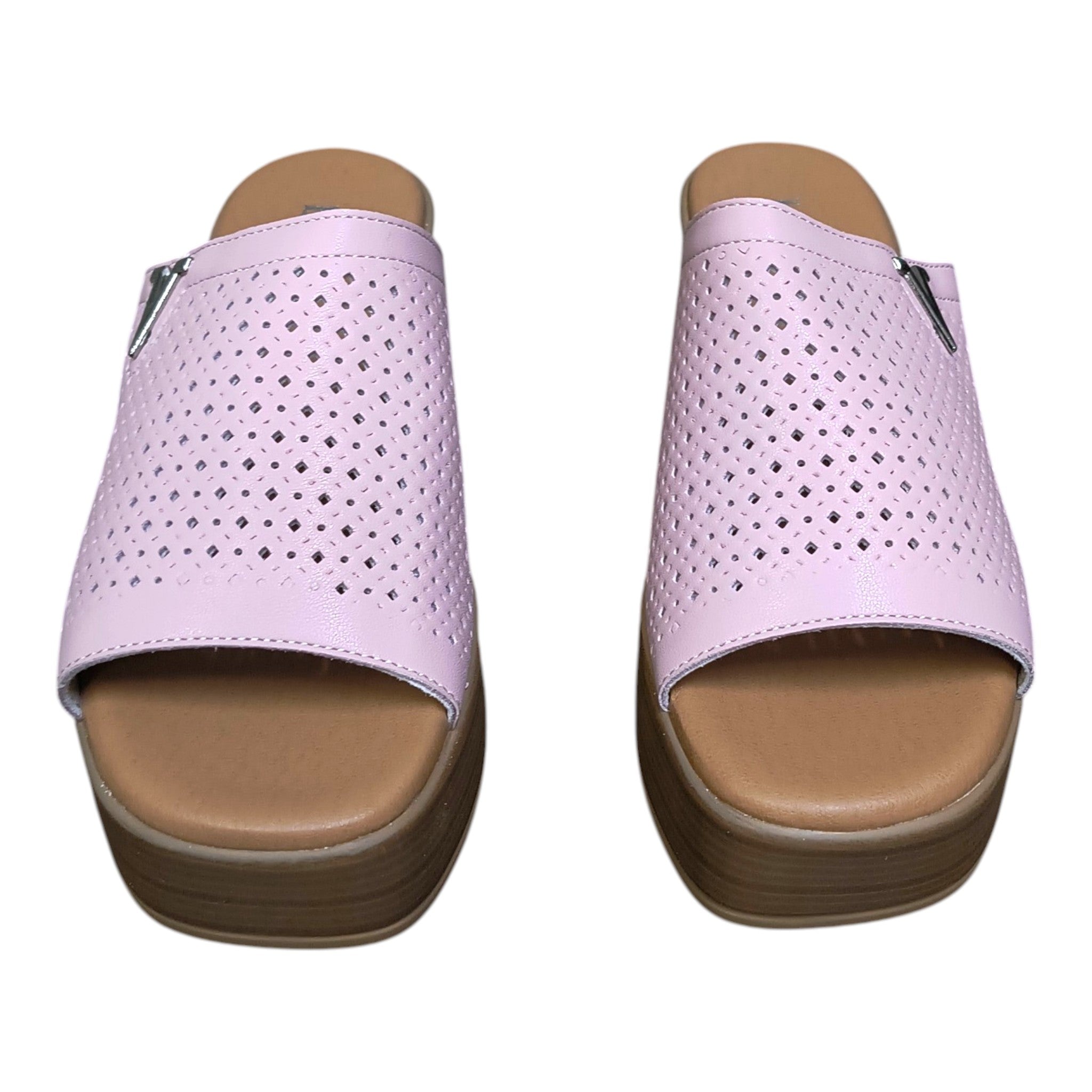 Saboti YZ-08 roz din piele naturală perforată
