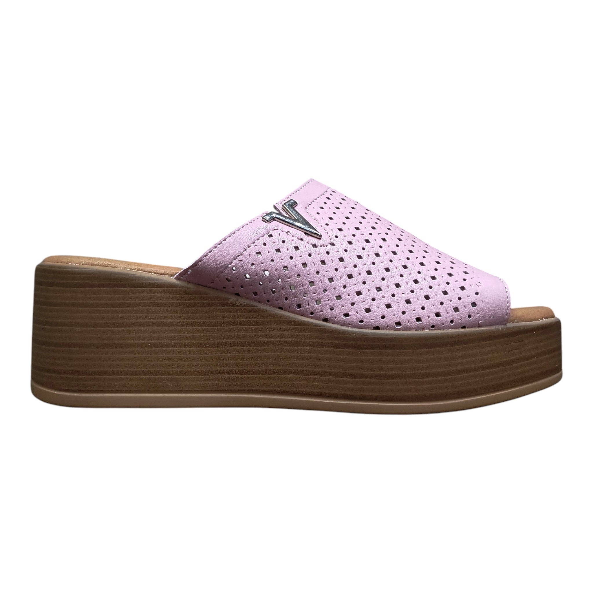 Saboti YZ-08 roz din piele naturală perforată