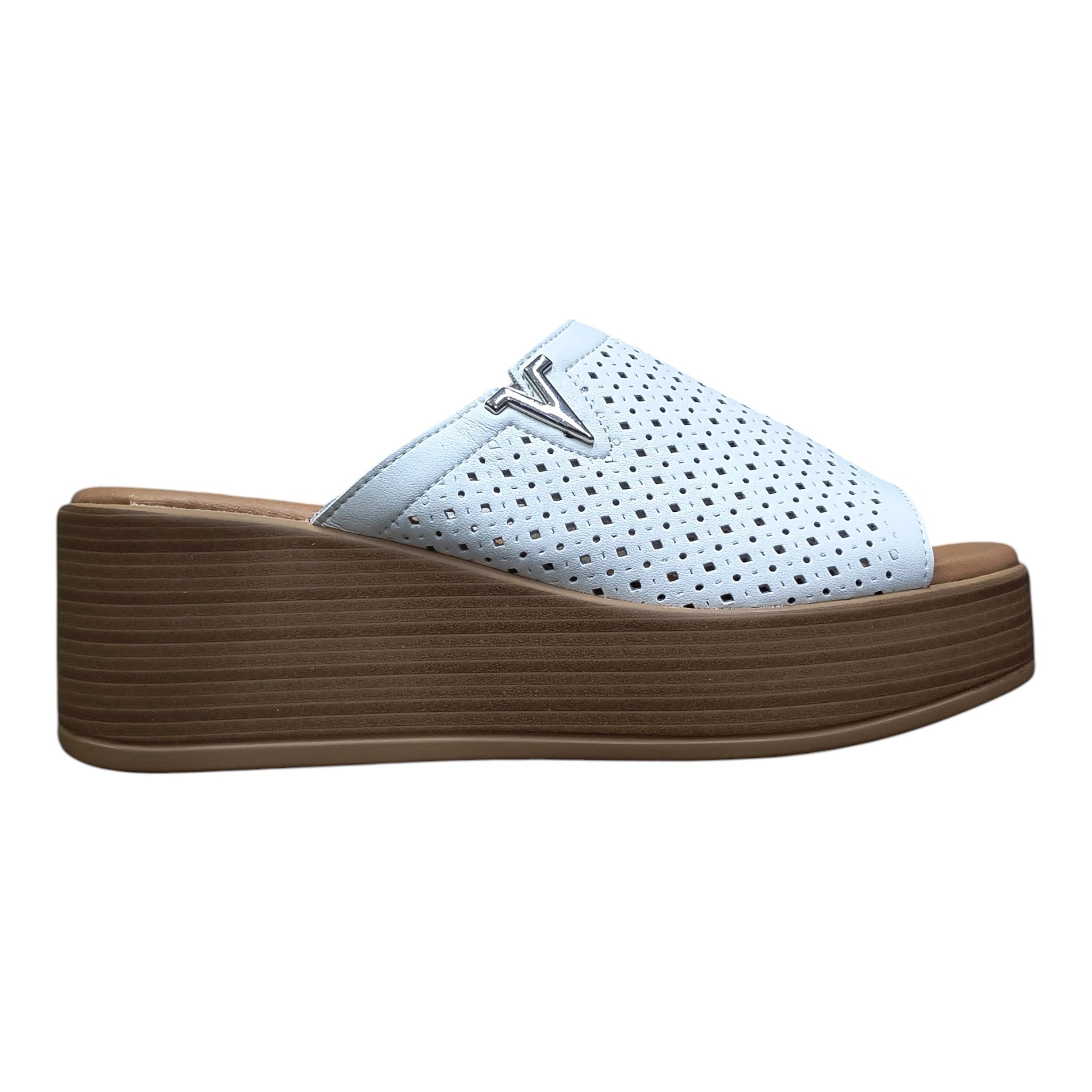 Saboti YZ-08 albi din piele naturală perforată