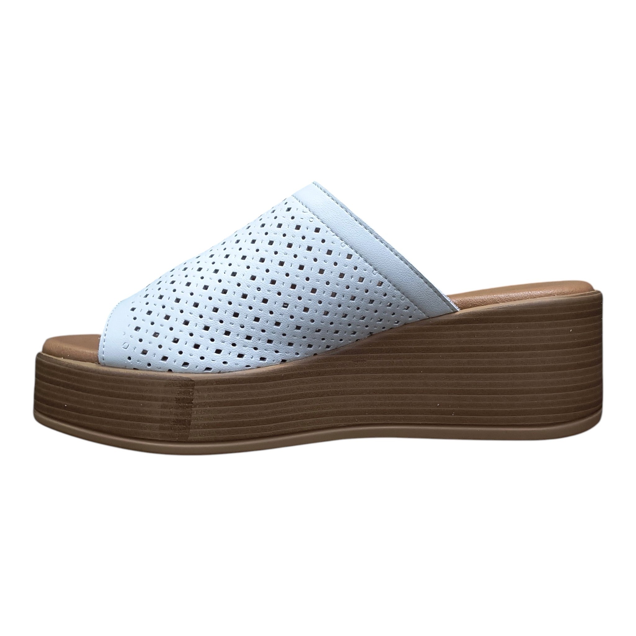 Saboti YZ-08 albi din piele naturală perforată