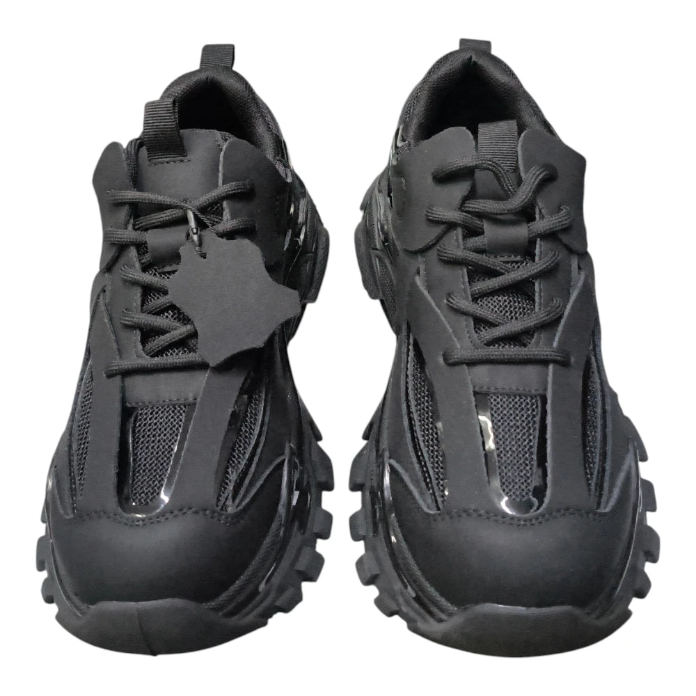 Sneakers 123 negri cu detalii lucioase