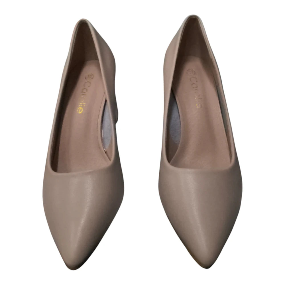 Pantofi eleganți T002 bej cu toc gros