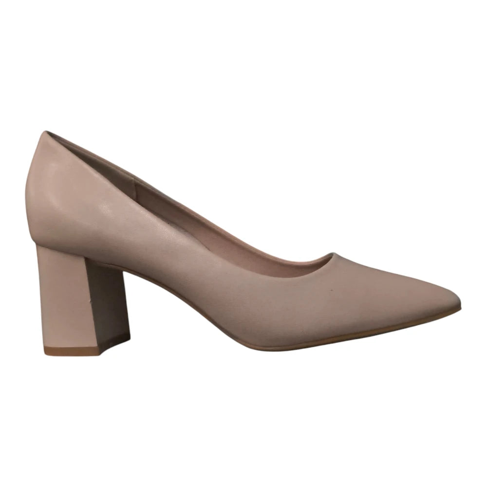 Pantofi eleganți T002 bej cu toc gros