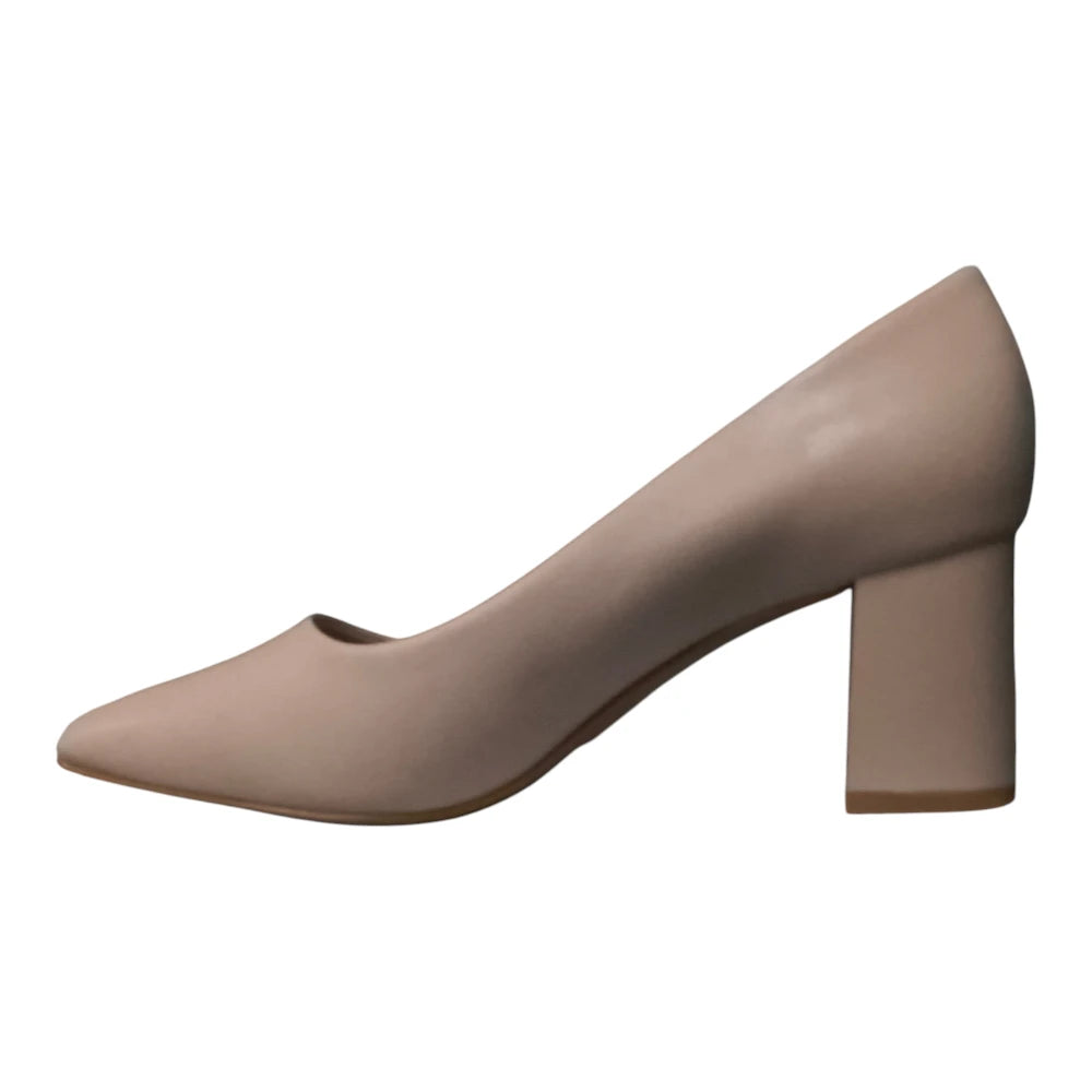 Pantofi eleganți T002 bej cu toc gros
