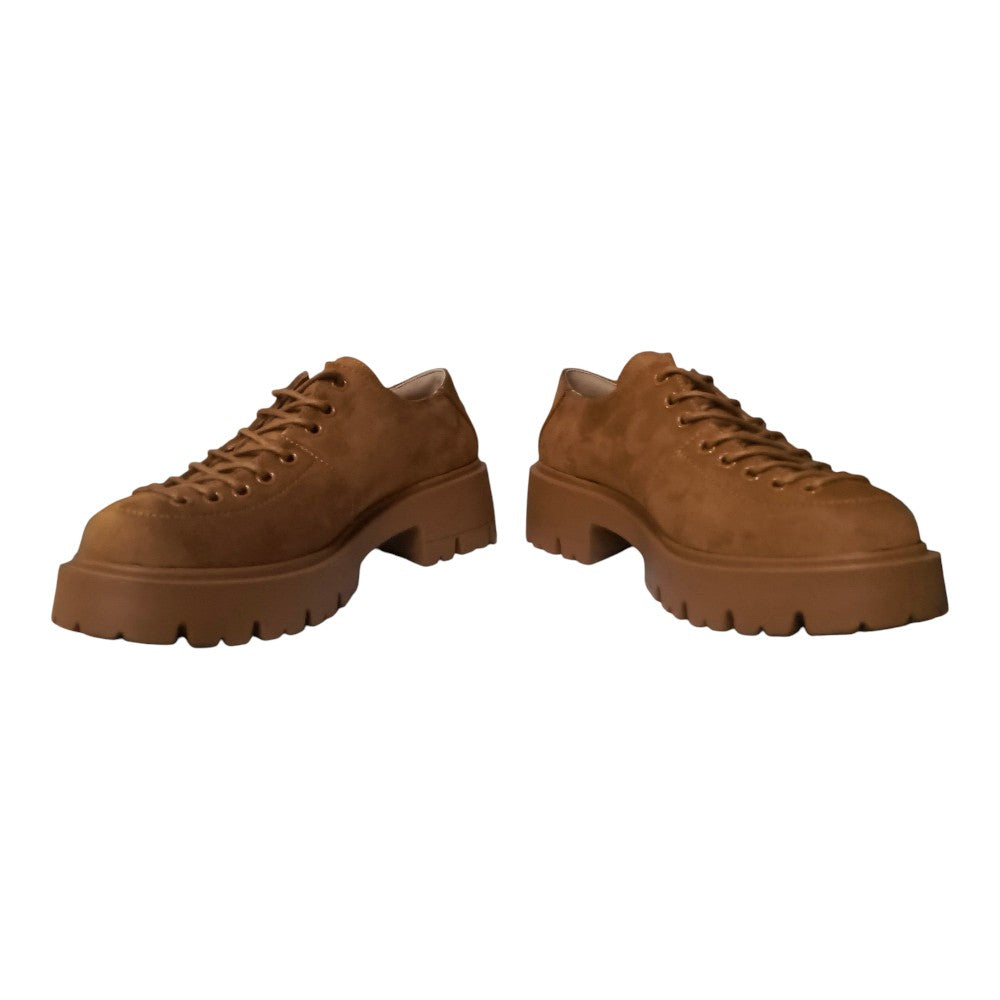Pantofi damă TV-07 camel velur cu șiret