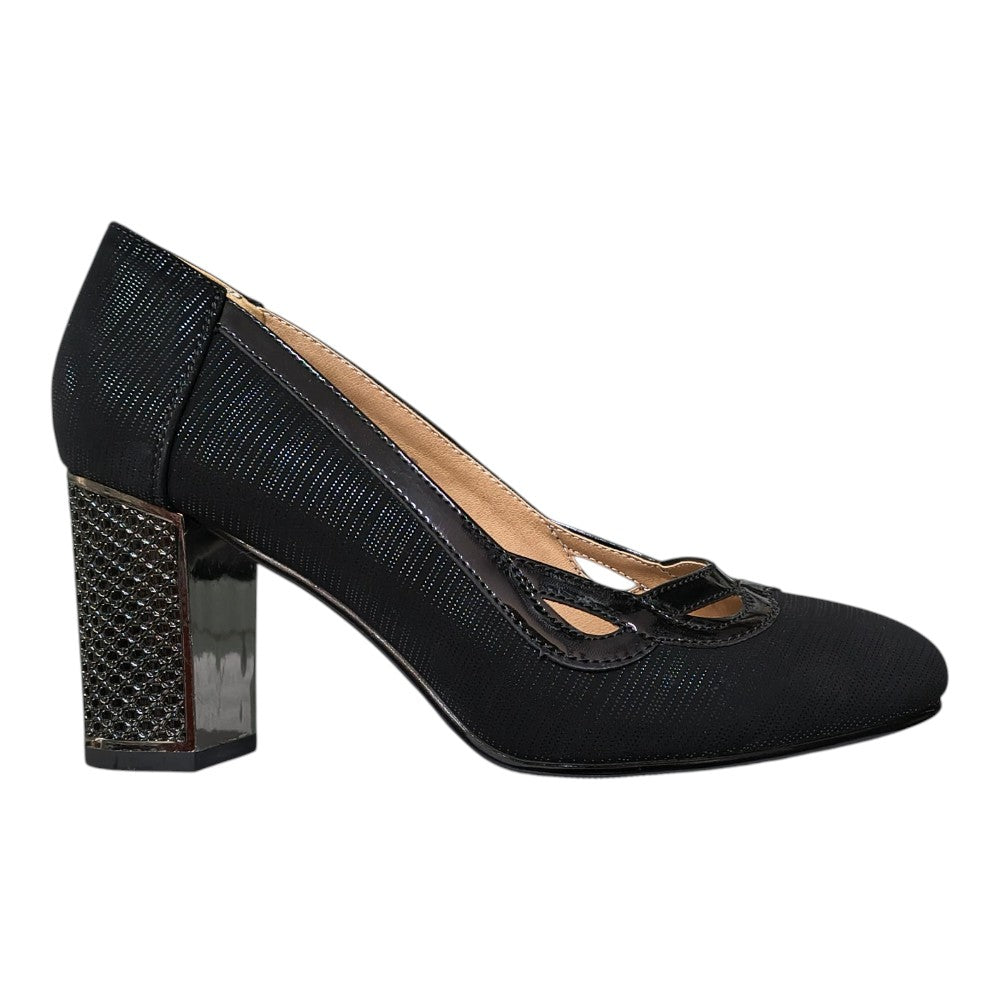 Pantofi negri cu toc gros PL-301