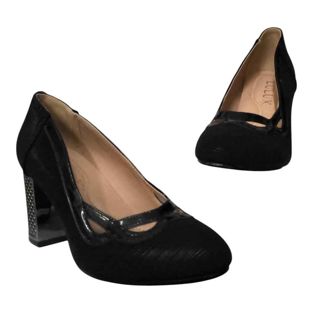 Pantofi negri cu toc gros PL-301