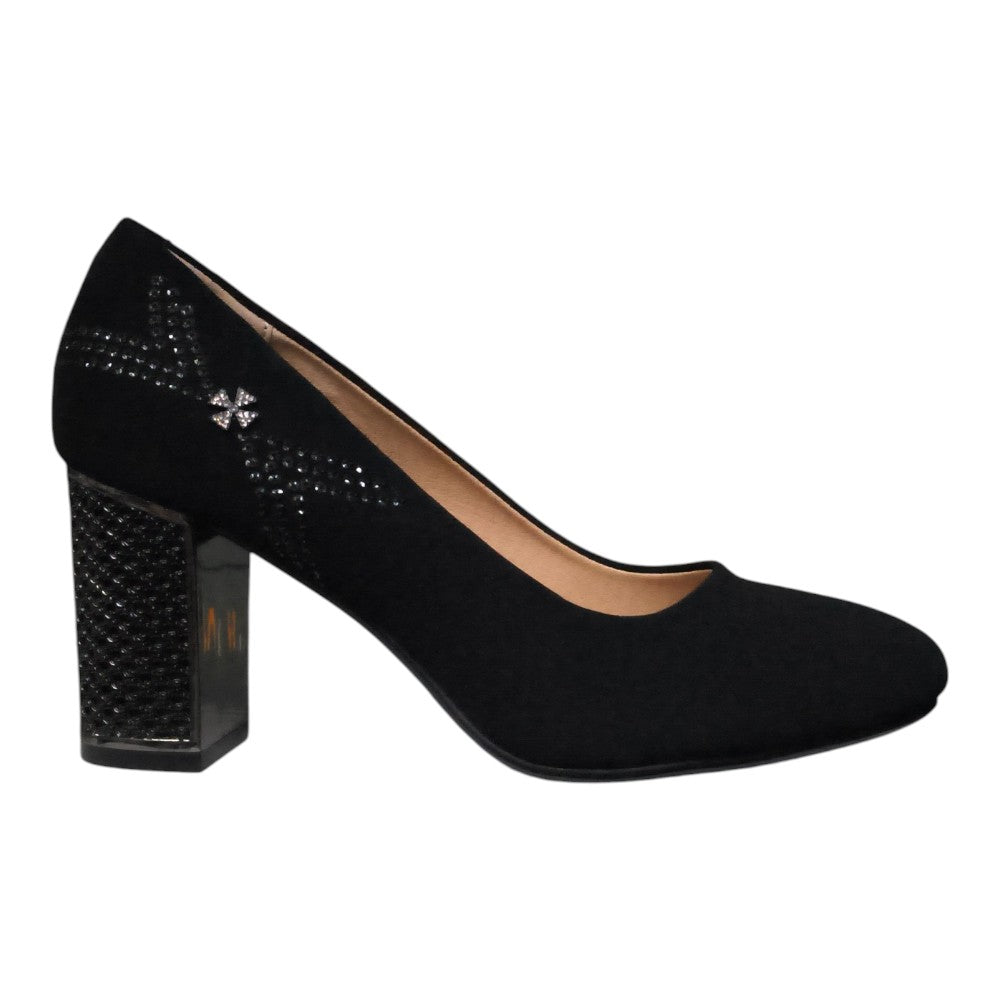 Pantofi negri cu toc gros PL-301