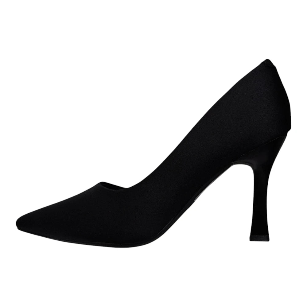 Pantofi 031 negri din material textil cu toc înalt și vârf ascuțit