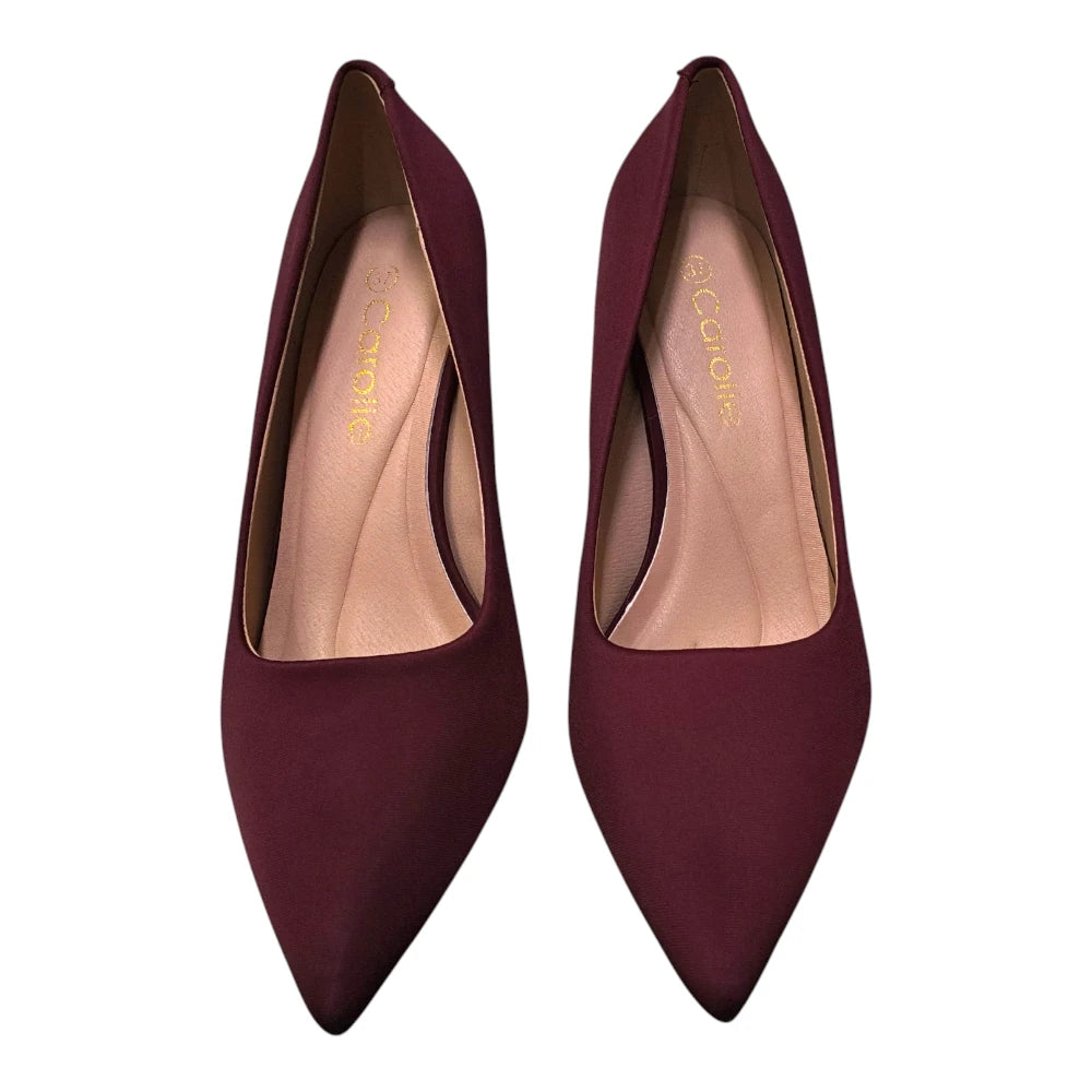 Pantofi 031 bordo din material textil cu toc înalt și vârf ascuțit