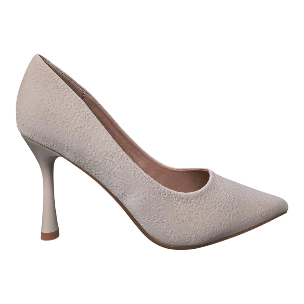 Pantofi 031C apricot cu toc înalt și vârf ascuțit