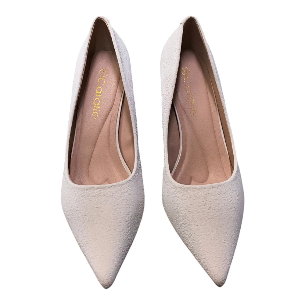 Pantofi 031C apricot cu toc înalt și vârf ascuțit