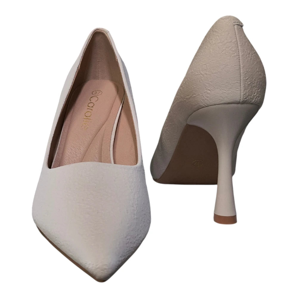 Pantofi 031C apricot cu toc înalt și vârf ascuțit