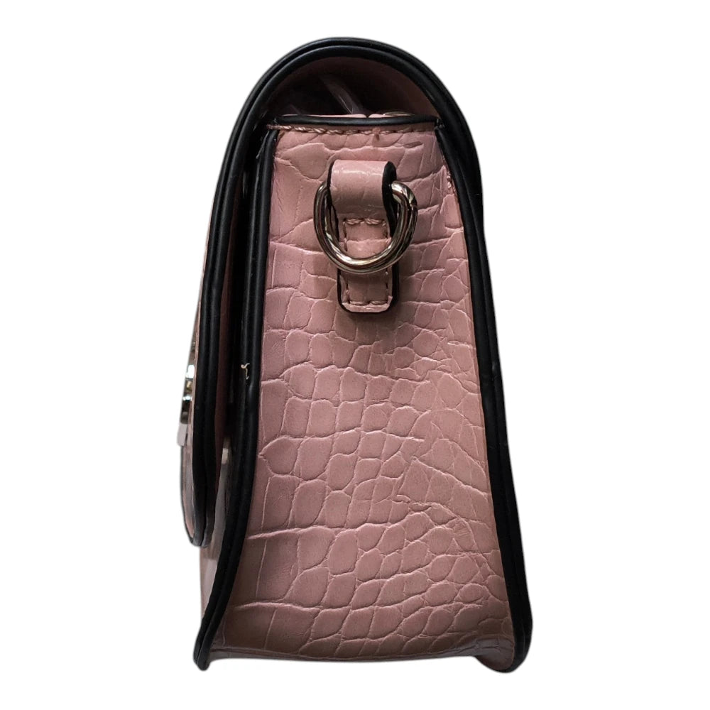 Poșetă 8160 roz cu aspect croco