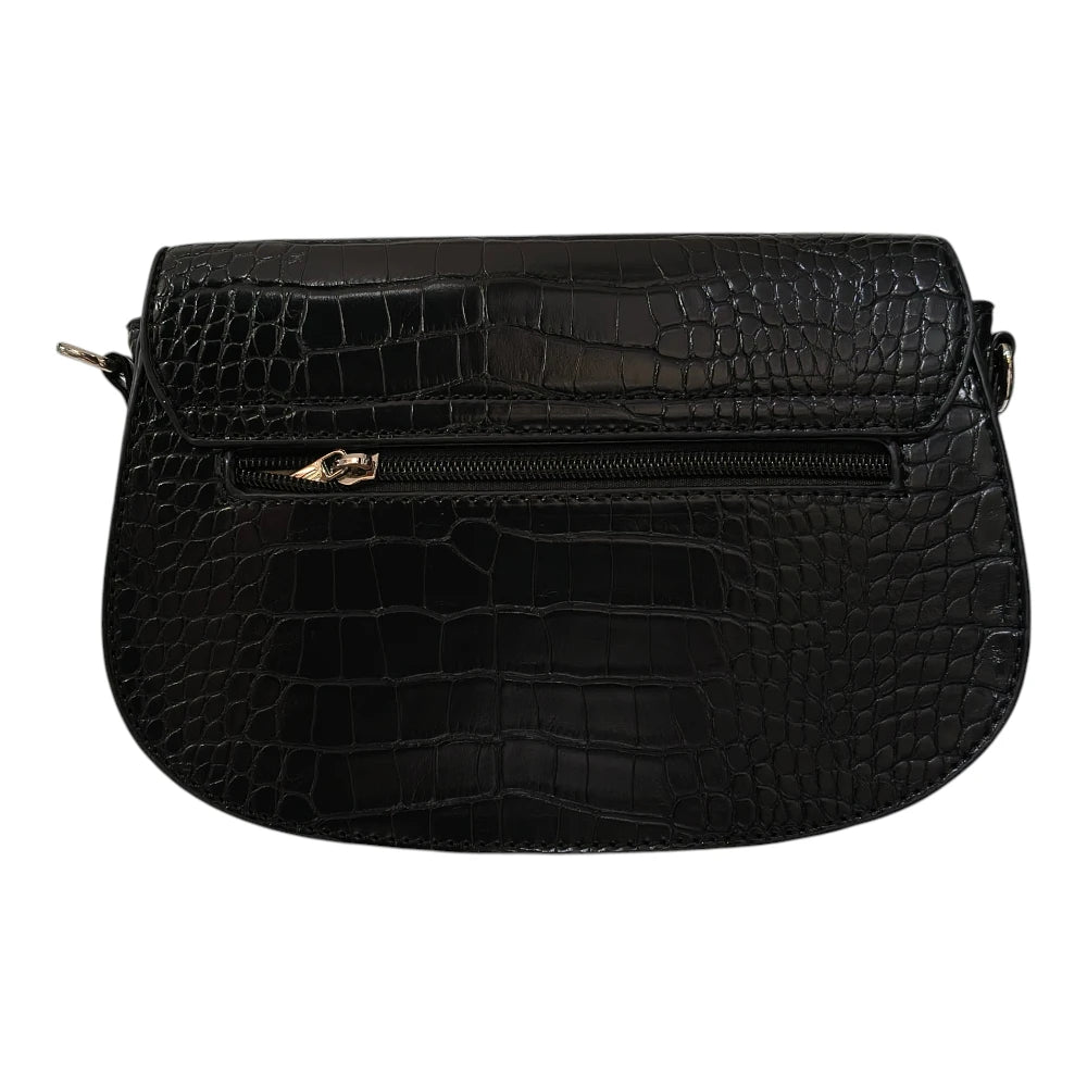 Poșetă 8160 neagră cu aspect croco