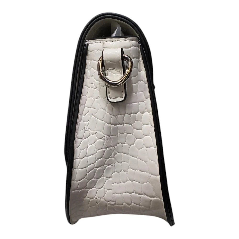 Poșetă 8360 albă cu aspect croco