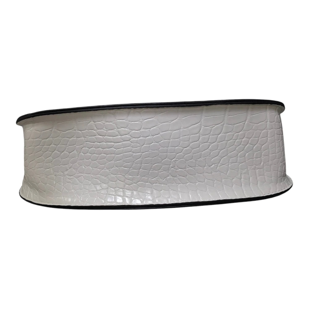 Poșetă 8360 albă cu aspect croco