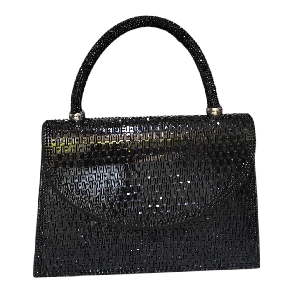 Poșetă elegantă neagră cu ștrasuri 660