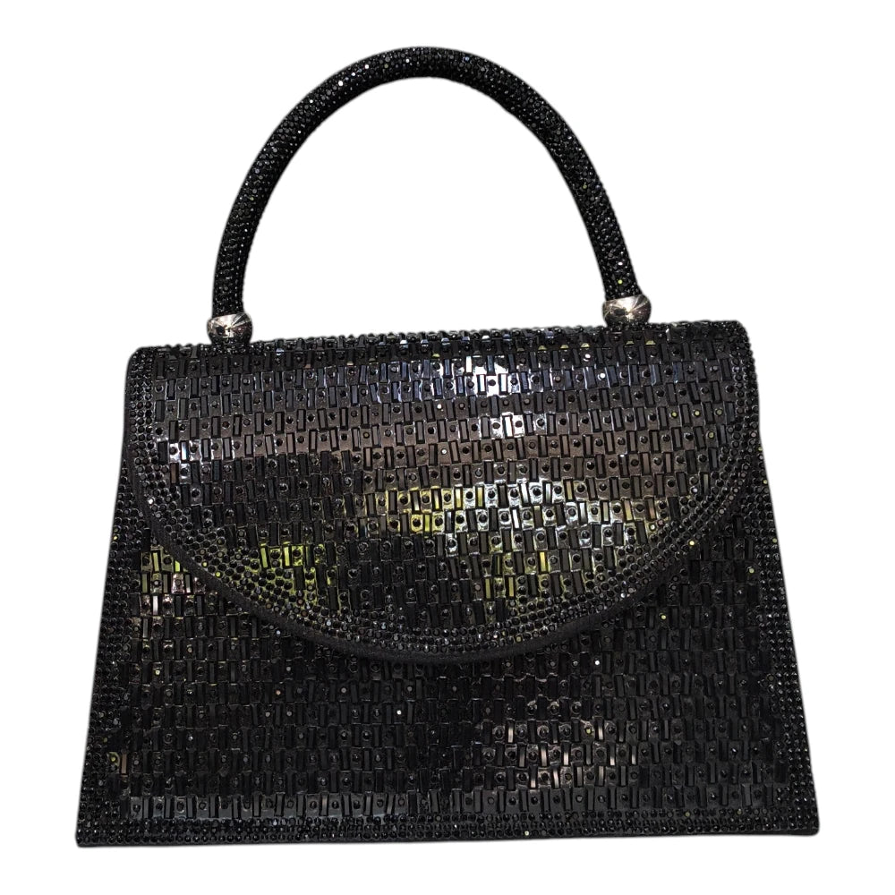Poșetă elegantă neagră cu ștrasuri 660