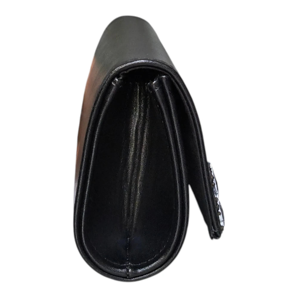 Geantă plic 671 elegantă neagră cu pietre decorative