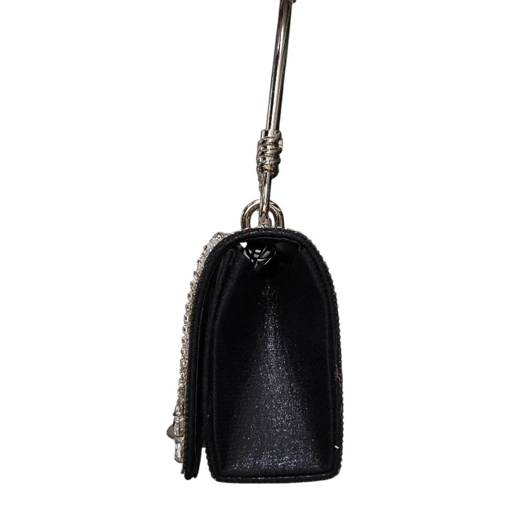 Geantă elegantă 719 argintie cu strasuri și pietre decorative
