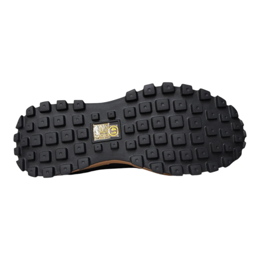 Pantofi sport din piele naturală 932 negri cu talpă maro