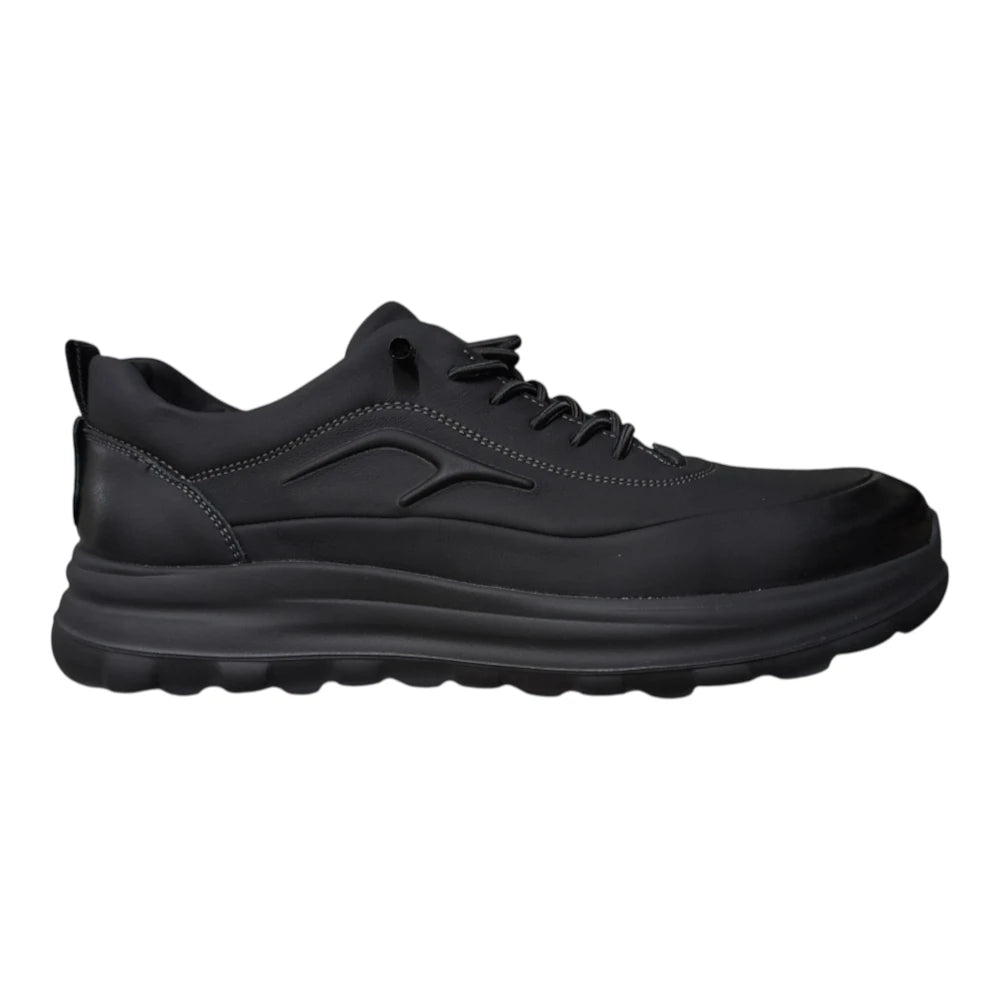Pantofi sport bărbați negri cu talpă groasă 2530