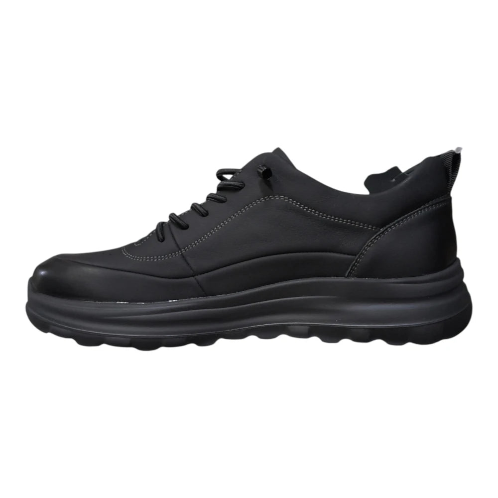 Pantofi sport bărbați negri cu talpă groasă 2530