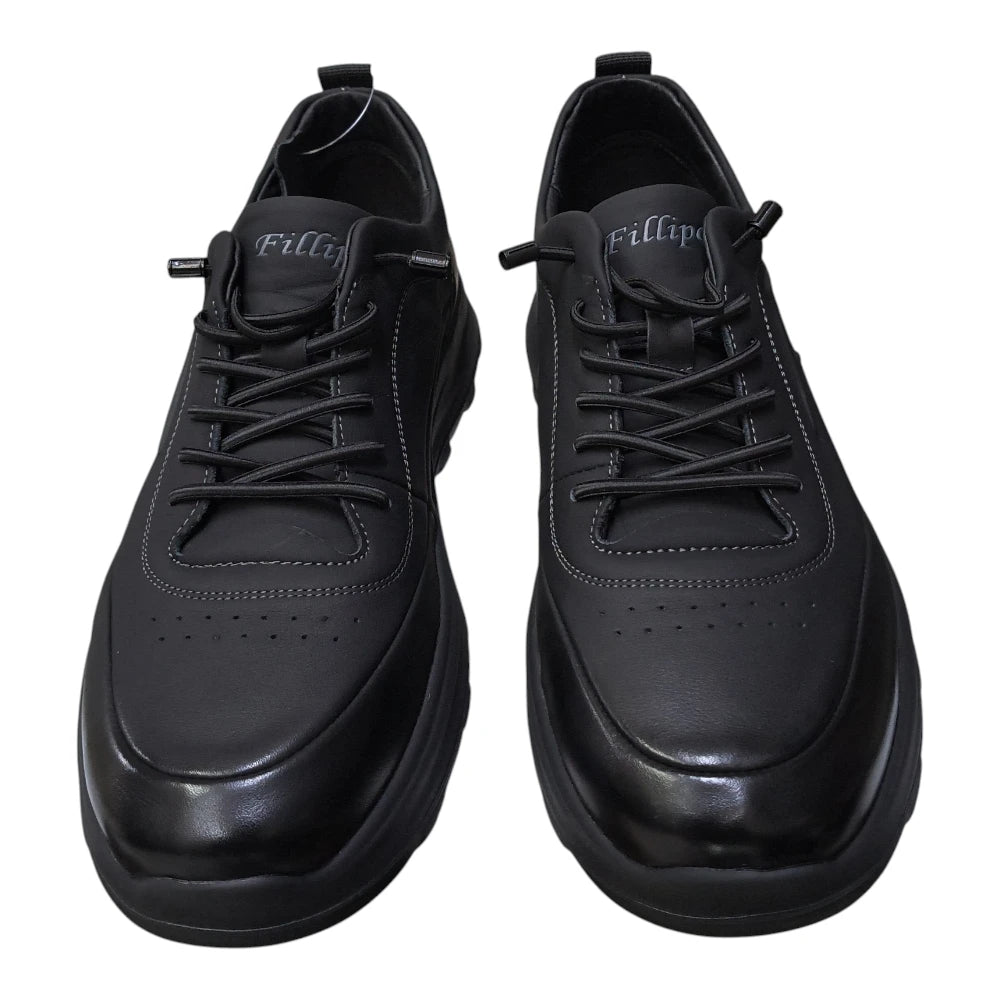 Pantofi sport bărbați negri cu talpă groasă 2530