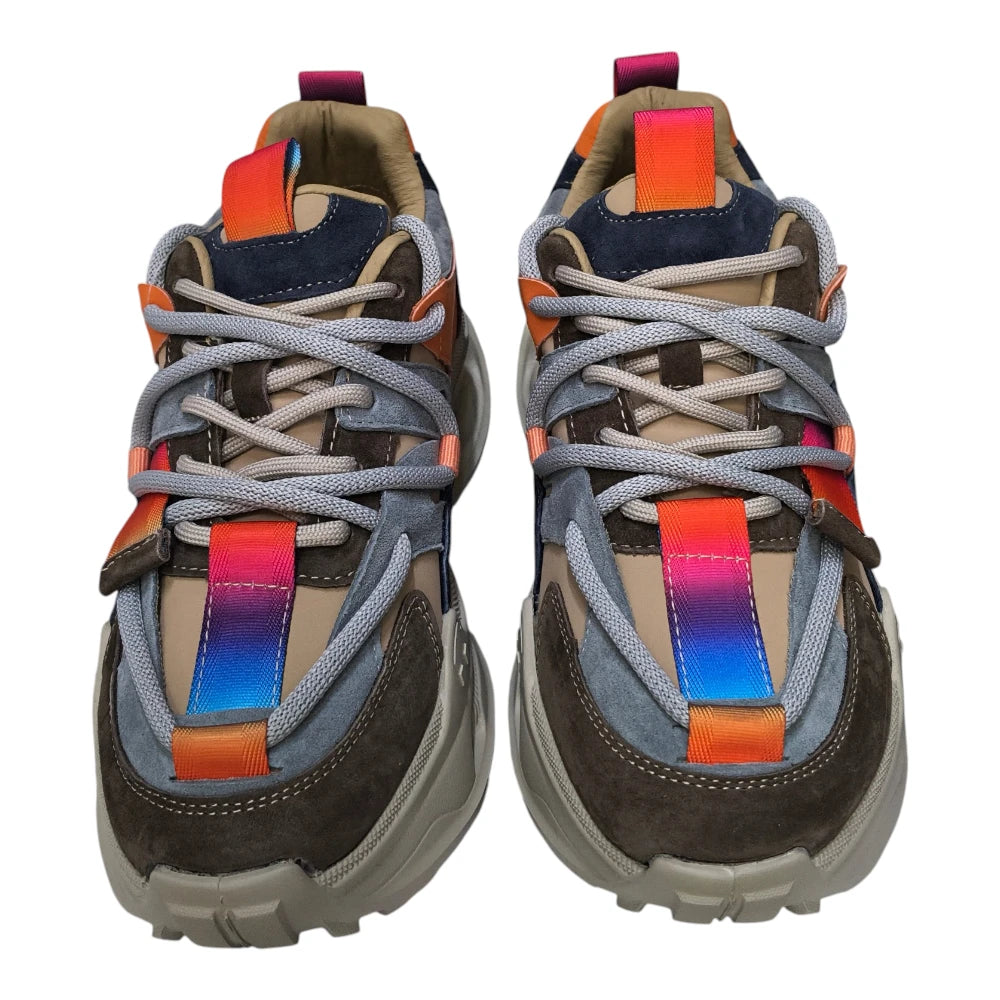 Pantofi sport damă multicolori cu accente portocalii și bleumarin 2605