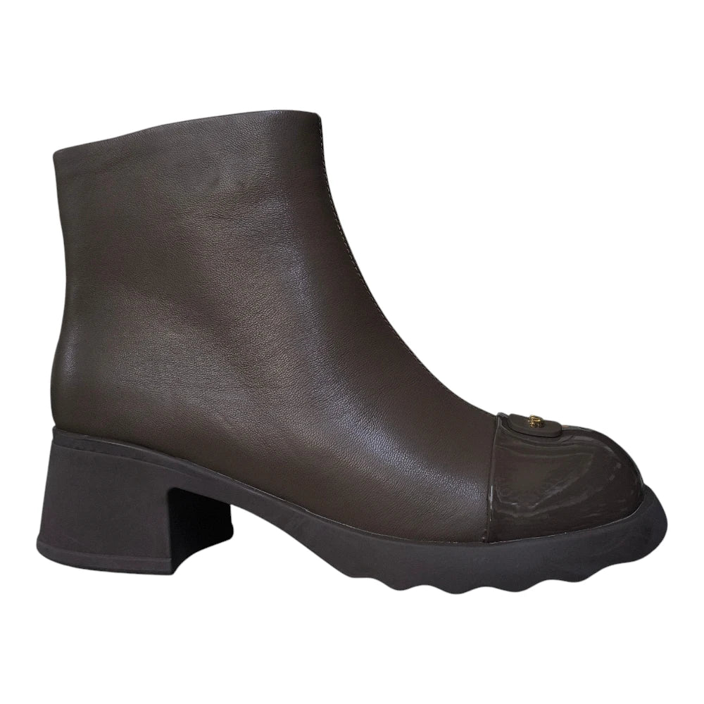 Botine damă 53218 din piele naturală elastică cu toc gros