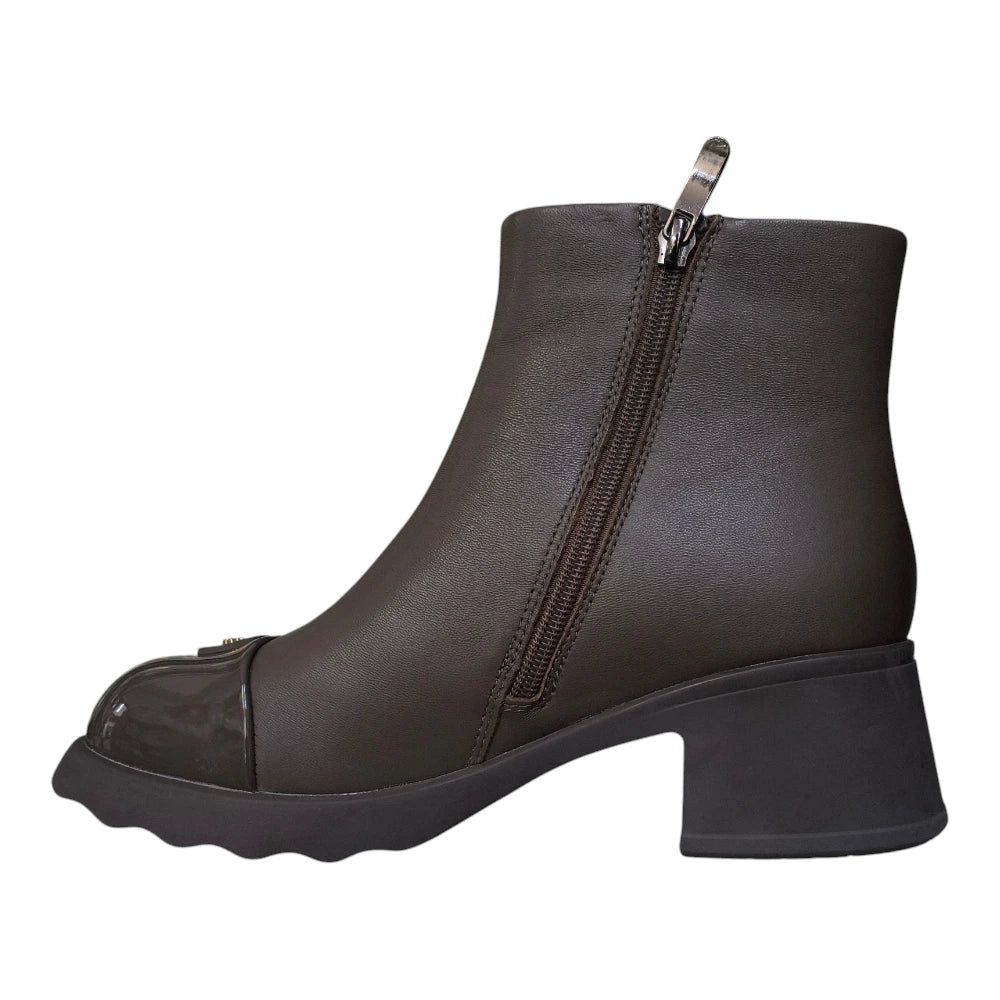 Botine damă 53218 din piele naturală elastică cu toc gros
