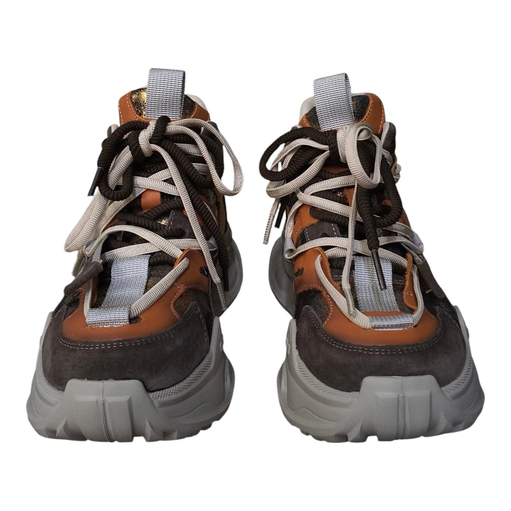 Sneakers 36889 multicolori cu piele naturală și talpă înaltă
