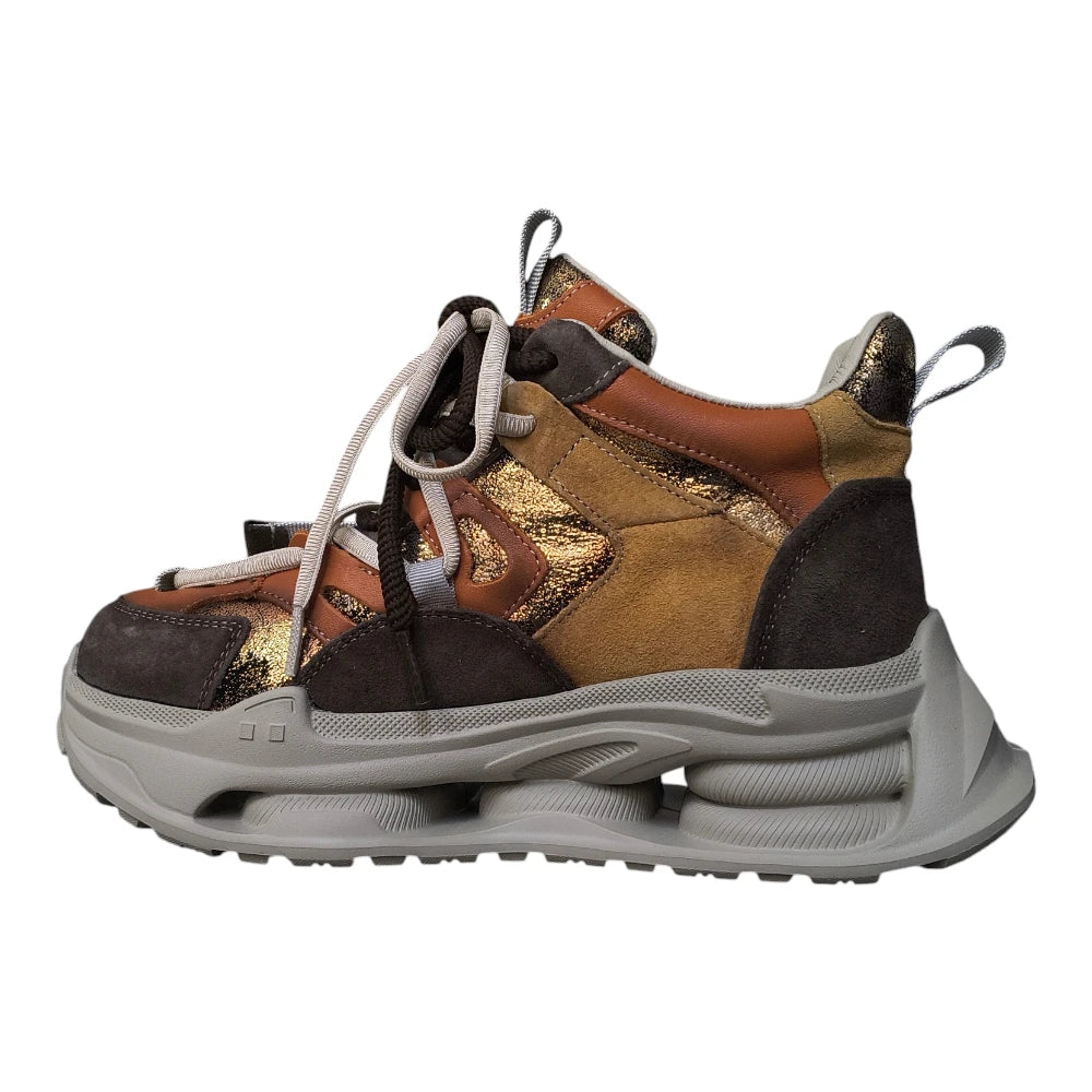 Sneakers 36889 multicolori cu piele naturală și talpă înaltă