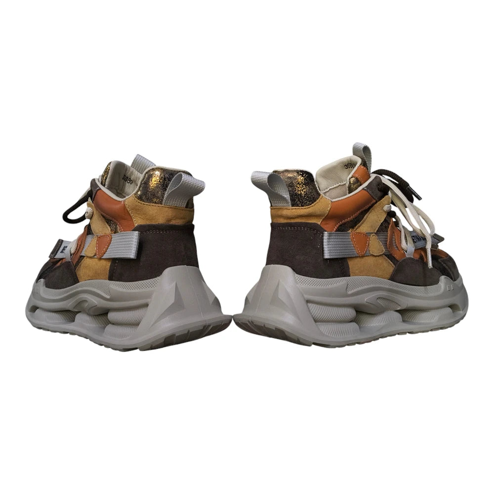 Sneakers 36889 multicolori cu piele naturală și talpă înaltă