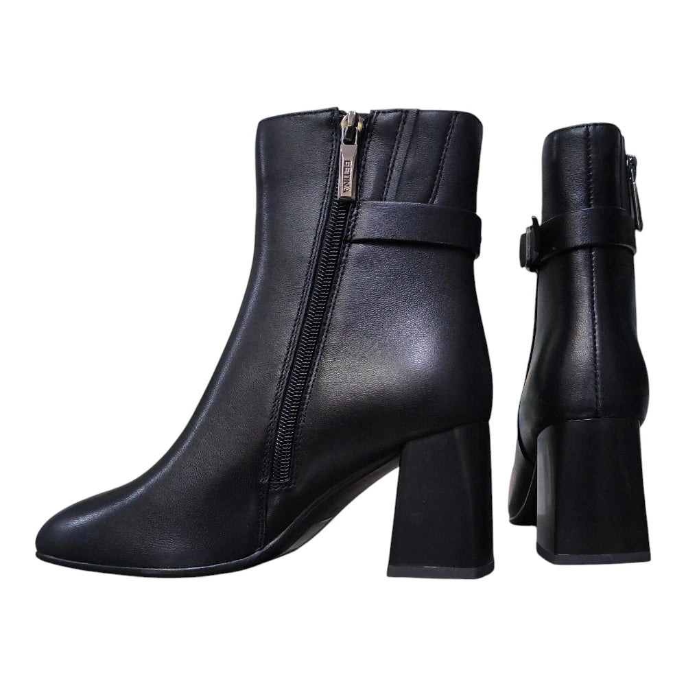 Botine damă 4309 negre închis cu toc gros